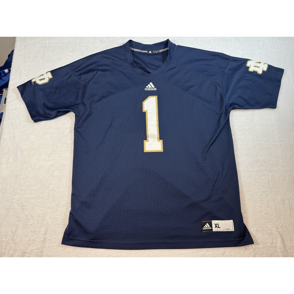 adidas Navy Blue Football Jersey with White and Gold Accents